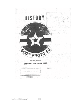 History of the 600Th Photo Sq. in RVN & Thailand from Jan67