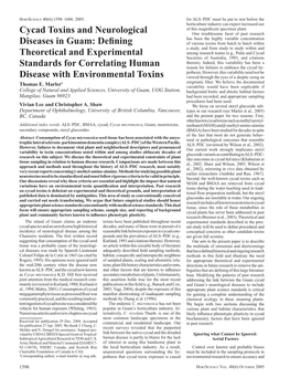 Cycad Toxins and Neurological Diseases In