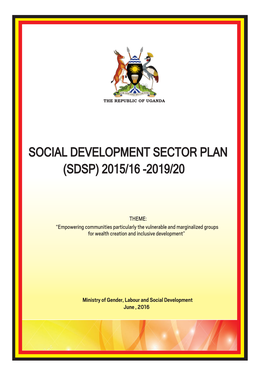 Social Development Sector Plan (Sdsp) 2015/16 -2019/20