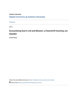 Encountering God in Life and Mission: a Festschrift Honoring Jon Dybdahl