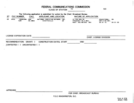 Federal Communications Commission M\Jo Class of Station Fm