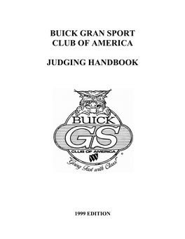 Buick Gran Sport Club of America Judging Handbook