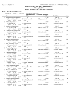 MPSSAA - 3A2A1A State Swim Championships 2011 February 26, 2011 Results - MPSSAA 3A2A1A State Swim Champs 2011