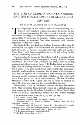 The Rise of Modern Mountaineering and the Formation of the Alpine Club 1854-1865