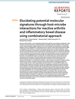 Elucidating Potential Molecular Signatures Through Host-Microbe Interactions for Reactive Arthritis and Inflammatory Bowel Disea