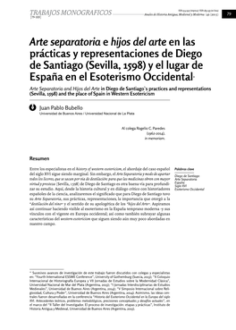 Arte Separatoria E Hijos Del Arte En Las Prácticas Y Representaciones De Diego De Santiago