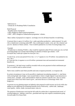 James Brennan Larkfield Rathnure Enniscorthy Co. Wexford Ireland Submission to Climate & Air Roadmap Public Consultation