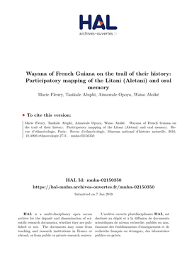 Wayana of French Guiana on the Trail of Their History