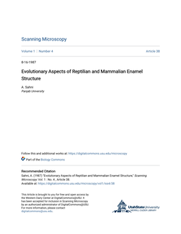 Evolutionary Aspects of Reptilian and Mammalian Enamel Structure