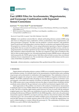 Fast AHRS Filter for Accelerometer, Magnetometer, and Gyroscope Combination with Separated Sensor Corrections