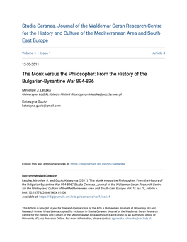The Monk Versus the Philosopher: from the History of the Bulgarian-Byzantine War 894-896