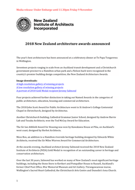 2018 New Zealand Architecture Awards Announced