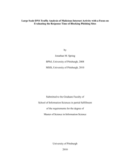 Large Scale DNS Traffic Analysis of Malicious Internet Activity with a Focus on Evaluating the Response Time of Blocking Phishing Sites