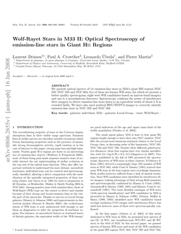 Optical Spectroscopy of Emission-Line Stars in Giant Hii Regions