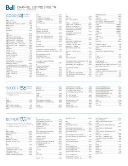 Channel Listing Fibe Tv Current As of December 23, 2014