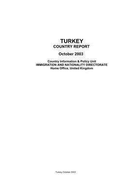 Turkey Country Report