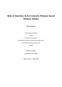 Role of Interface in Ferroelectric Polymer Based Memory Diodes