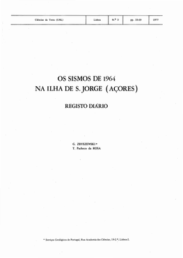 Os Sismos De 1964 Na Ilha De S.Jorge (Açores)