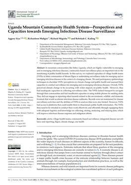 Uganda Mountain Community Health System—Perspectives and Capacities Towards Emerging Infectious Disease Surveillance