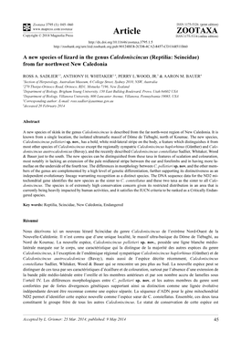 A New Species of Lizard in the Genus Caledoniscincus (Reptilia: Scincidae) from Far Northwest New Caledonia