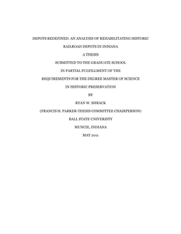 An Analysis of Rehabilitating Historic Railroad Depots In