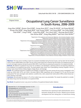 Occupational Lung Cancer Surveillance in South Korea, 2006