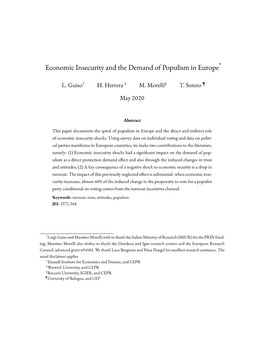 Economic Insecurity and the Demand of Populism in Europe*