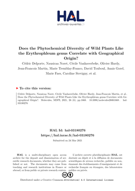 Does the Phytochemical Diversity of Wild Plants Like the Erythrophleum