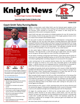 Knight News the Official Rutgers Touchdown Club Newsletter