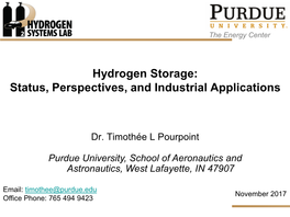 Hydrogen Storage: Status, Perspectives, and Industrial Applications