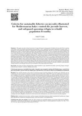 Criteria for Sustainable Fisheries on Juveniles