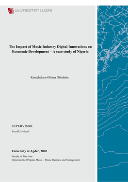 The Impact of Music Industry Digital Innovations on Economic Development – a Case Study of Nigeria