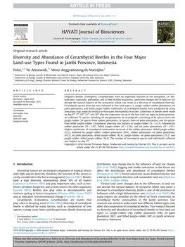 Diversity and Abundance of Cerambycid Beetles in the Four Major Land-Use Types Found in Jambi Province, Indonesia