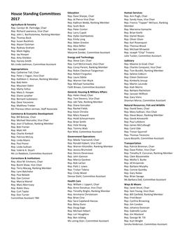 House Standing Committees 2017