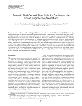 Amniotic Fluid-Derived Stem Cells for Cardiovascular Tissue Engineering Applications