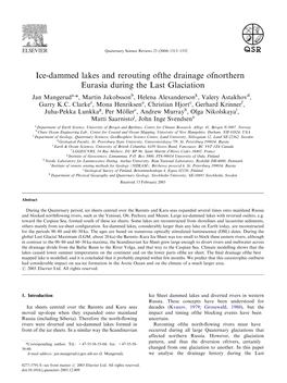 Ice-Dammed Lakes and Rerouting of the Drainage of Northern Eurasia