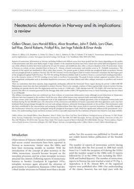 Neotectonic Deformation in Norway and Its Implications: a Review 3