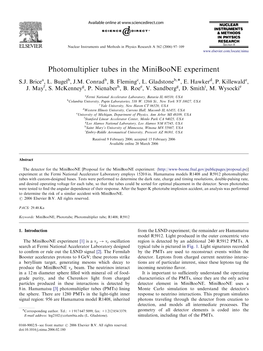 Photomultiplier Tubes in the Miniboone Experiment