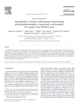 Susceptibility to Chronic Inflammatory Demyelinating Polyradiculoneuropathy Is Associated to Polymorphic GA Repeat in the SH2D2A Gene