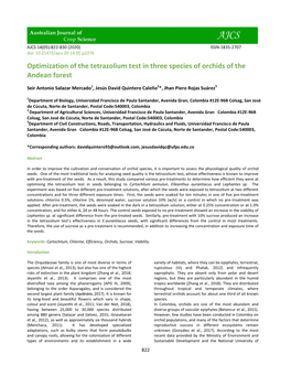 Optimization of the Tetrazolium Test in Three Species of Orchids of the Andean Forest