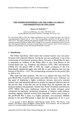 The Fisher Hypothesis and the Forecastability and Persistence of Inflation