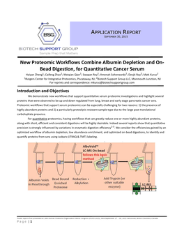 New Proteomic Workflows Combine Albumin