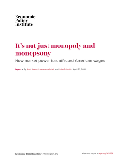 How Market Power Has Affected American Wages