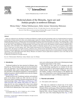 Medicinal Plants of the Shinasha, Agew-Awi and Amhara Peoples In