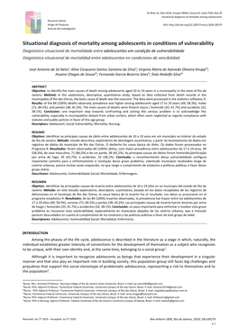 Situational Diagnosis of Mortality Among Adolescents in Conditions Of