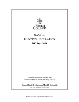 Hunting Regulation B.C