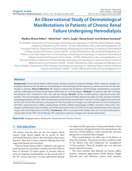 An Observational Study of Dermatological Manifestations in Patients of Chronic Renal Failure Undergoing Hemodialysis