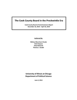 The Cook County Board in the Preckwinkle Era