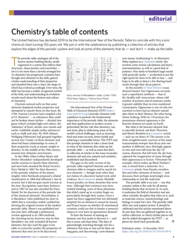 Chemistry's Table of Contents