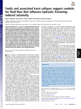 Faults and Associated Karst Collapse Suggest Conduits for Fluid Flow That Influence Hydraulic Fracturing-Induced Seismicity